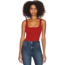 Kadın Çift Kat  Ince Askılı Jarse Bodysuit