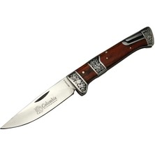 Gizmur Store Columbia MB3936A Kahverengi Av / Kamp Çakısı 20CM- Manuel, Işlemeli, Kemerlikli, Ahşap Sap