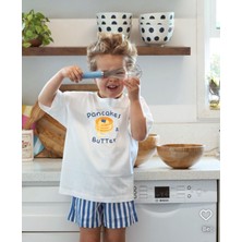 Unisex Çocuk Pamuklu Baskılı Bisiklet Yaka Kısa Kollu T-Shirt