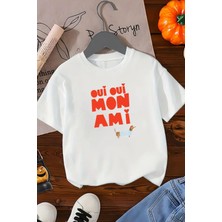 Kız Çocuk Baskılı Pamuklu Bisiklet Yaka T-Shirt