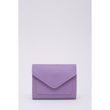 Lila SHK67 Suni Deri Bozuk ve Kağıt Para Bölmeli Çıtçıtlı Kartlıklı Zarf Model Cepli Cüzdan