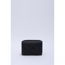 SHAKA Siyah SHK215 Suni Deri 12 Bölmeli Zarf Model Fermuarlı Bozuk Para ve Kağıt Para Bölmeli Cüzdan