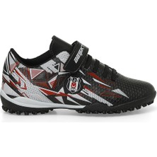 Beşiktaş Kinetix Estes Tf Çocuk Halısaha Ayakkabısı Siyah Beyaz Kırmızı PVC Malzemeden Üretim