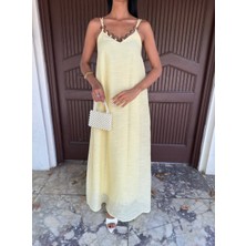 Rengastyle Kadın Göğüs Halka Detay Askılı Keten Elbise