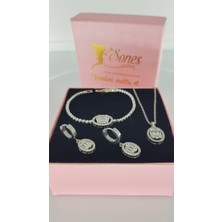 Gümüş Baget Çelik Takı Seti 333 Özerl Gün Doğum günü Düğün Parti 