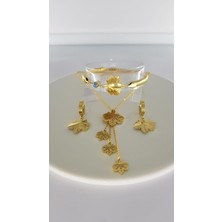 Çınar Gold Çelik Takı Seti 353 kolye Bileklik Küpe hediye takı kutusunda kararmaz