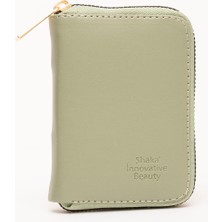 Mint Yeşil SHK63 Kartlıklı Bozuk Para ve Kağıt Para Bölmeli Fermuarlı Şık Suni Deri Cüzdan