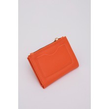 SHAKA Turuncu SHK70 Suni Deri Ön Cepli Bozuk ve Kağıt Para Bölmeli Kartlıklı Çıtçıt Kapatmalı Cüzdan