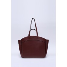 Bordo Shk163 Çift Askılı, Makyaj Çantalı, Çıtçıtlı Büyük Boy El, Kol ve Omuz Çantası