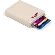  Erkek Rfıd Otomatik Çekim Koruyucu Mekanizmalı Kağıt Para Bölmeli Hediyelik Kartlık Cüzdan TUL605 - Bej