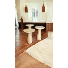 Simillo Home & Living Tekli Ahşap Mantar Yan Sehpa Doğal Maun Renk