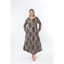 Kadın Desenli ve Likralı Büyük Beden Elbise