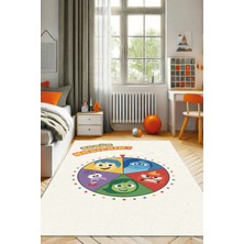 The Reef Design Renkli Bugün Nasılsın Sloganlı Halı Dijital Baskılı Pamuk Dokuma Kaymaz Tabanlı Yıkanabilir Antialerjik Pati Dostu Oyun Halısı