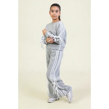 Kız Çocuk Eşofman Takım Şeritli ve Bağcık Detaylı Spor Takım