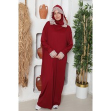 Kendinden Başörtülü Iki Renkli Şık Namaz Elbisesi