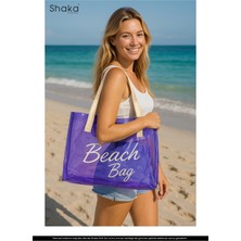 Mor SHK241 Hologram Baskılı Pvc Tek Bölmeli Plaj,seyahat ve Piknik Çantası
