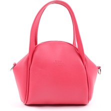 Fuşya SHK132 Suni Deri, Fermuarlı Tek Bölmeli, Çıtçıt Detaylı ,el, Kol ve Omuz Çantası