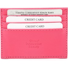 SHAKA Fuşya SHK68 Unisex Suni Deri Süper Ince Model Kağıt Para Bölmeli Kredi Kartı ve Kartvizitlik Kartlık Cüzdan