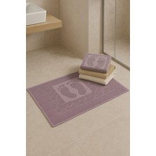 3 Adet %100 Pamuklu Taş Desenli Ayak Havlu Seti – 3 Renkli Takım