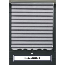 Gri Bambu Zebra Stor Perde - Eteği Dilimli - Alüminyum Kasa ve Boru