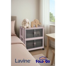 Fold&go 2'lü Portatif Organizer Tekerlekli Dolap ”pudra” Çok Amaçlı Mıknatıs Kapaklı Katlanır