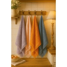 4’lü Saçaklı Renkli Havlu – 30X50 cm | %100 Pamuk Kurulama ve El Havlusu