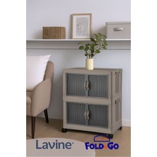 Fold&go 2'lü Portatif Organizer Tekerlekli Dolap ”toprak” Çok Amaçlı Mıknatıs Kapaklı Katlanır