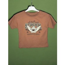 Erkek Bebek School Yazılı Pamuklu T-Shirt