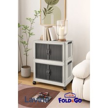 obido Fold&go 2'lü Portatif Organizer Tekerlekli Dolap ”beyaz” Çok Amaçlı Mıknatıs Kapaklı Katlanır