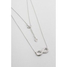 Sonsuz Aşk 18 Ayar Beyaz Altın Kaplama 45 cm Gümüş Kolye