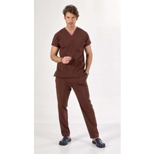 Uçak İş Giyim Kakao U-Flex Likralı Cerrahi Takım