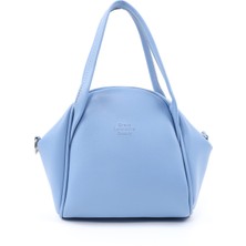 Mavi SHK132 Suni Deri, Fermuarlı Tek Bölmeli, Çıtçıt Detaylı ,el, Kol ve Omuz Çantası