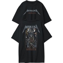 Unisex Metallica Unforgiven Sırt Baskılı Tişört, Oversize Rock Band Temalı T-Shirt