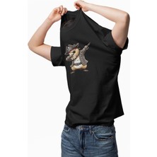 Unisex Korsan Capybara Baskılı Tişört, Oversize Komik Capybara Temalı Bisiklet Yaka T-Shirt