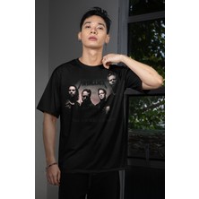 Unisex Metallica The Four Horsemen Yazılı Tişört, Oversize Rock Band Temalı Bisiklet Yaka T-Shirt
