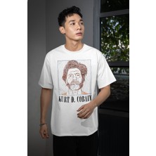 Unisex Kurt Cobain Yazılı Tişört, Oversize Rock Band Nirvana Temalı Bisiklet Yaka T-Shirt