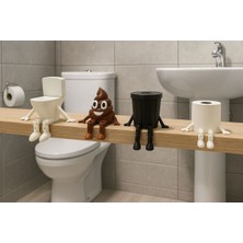 Teknotrust Banyo Dekoratif Figür Seti, 4'lü, Klozet, Tuvalet, Çöp, Kaka Emojili, Beyaz