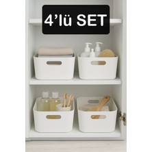 Teknotrust 4'lü Beyaz Çok Amaçlı Banyo Düzenleyici Organizer Seti