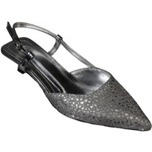 Yazkış Kadın Gümüş Altın Petek Parlak Kumaş 3cm Fındık Ökçe Topuk Abiye Ayakkabı