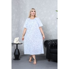 Zbteks Mevsimlik Pamuklu Çok Bol Kesim Geniş Kalıp Kısa Kollu Anne Gecelik