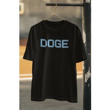 Unisex Doge Yazılı Tişört, Oversize Doge Coin Baskılı Bisiklet Yaka T-Shirt