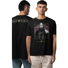 Unisex Sleep Token Ense Baskılı Tişört, Oversize Rock Band Temalı Bisiklet Yaka T-Shirt