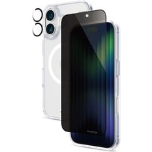 Tekno Grup Iphone 16 Plus Şeffaf Mika Magsafe Kılıf + Antistatik Hayalet Ekran Koruyucu + Kamera Koruyucu Gold