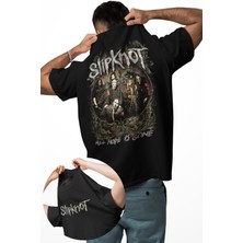 Unisex All Hope Is Gone Sırt Yazılı Tişört,oversize Rock Band Slipknot Temalı Bisiklet Yaka T-Shirt