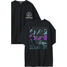 Unisex Linkin Park From Zero Sırt Baskılı Tişört, Oversize Rock Band Temalı Bisiklet Yaka T-Shirt