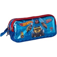 Cg Kids Hot Wheels Mavi Kalem Kutusu Çift Fermuar Gözlü Önü Parlak Süper Kalite