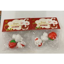 2 Paket Küçük Boy 3'lü Silgi Seti (Robbit Strawberry)