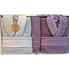 Camellia Happy Aile Seti Bornoz Takımı Gri - Mürdüm