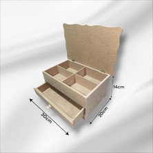 Ahşap-Boyanabilir-Bölmeli-Çekmeceli- Takı-Makyaj-Aksesuar Dekoratif-Çok Amaçlı Organizer Kutu