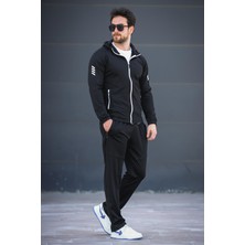 Remi Slim Fit Dalgıç Kumaş Kapüşonlu Fermuarlı Erkek Eşofman Takımı